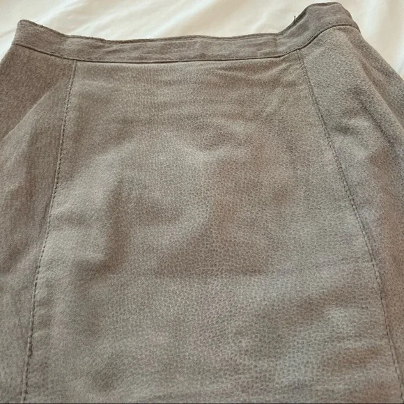 Genuine Leather Slate Gray Pencil Skirt - Picture 7 of 7